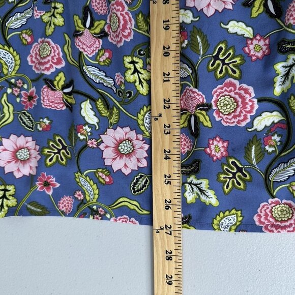 J Jill Popover Top Blue Floral Print Short Sleeve Medium Petite - Picture 6 of 10